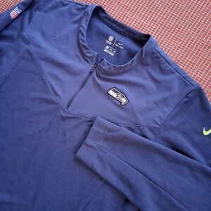 Seattle Seahawks Nike OnField NFL  1/4 Zip Pullover DriFit Mens XXL Sweater Blue
